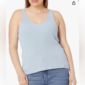 BRAND NEW The Drop Women's Claire Double V-Neck blue Rib Sweater Tank Small